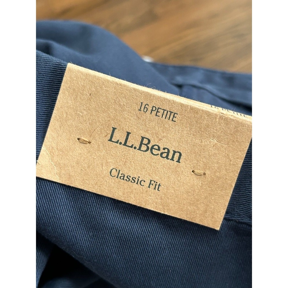 LL Bean Womens Navy Classic Fit Straight‎ Leg Twill Pants Petite 16 299969 - Picture 5 of 8